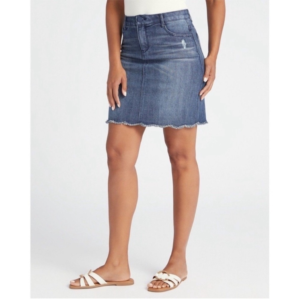 DEMOCRACY AB SOLUTIONS DENIM FRAYED HEM SKIRT. NWT. SIZE 6.